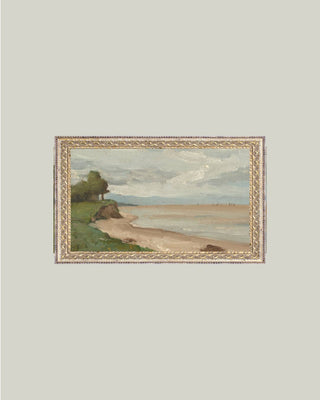 Beach Near Etretat Framed Antique Art: 7x5