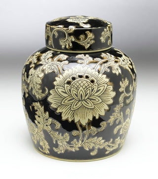 Black and Cream 9" Ginger Jar