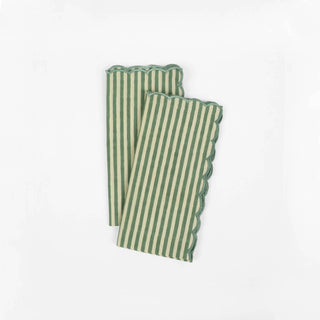 BLOCK PRINTED SCALLOPED NAPKIN - GREEN