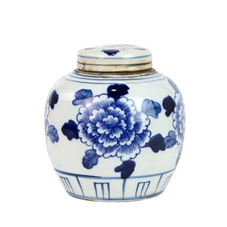 Blue and White Mini Jar the Peony