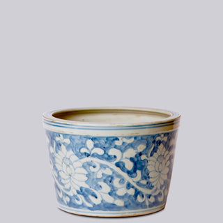 Blue and White Porcelain Floral Planter