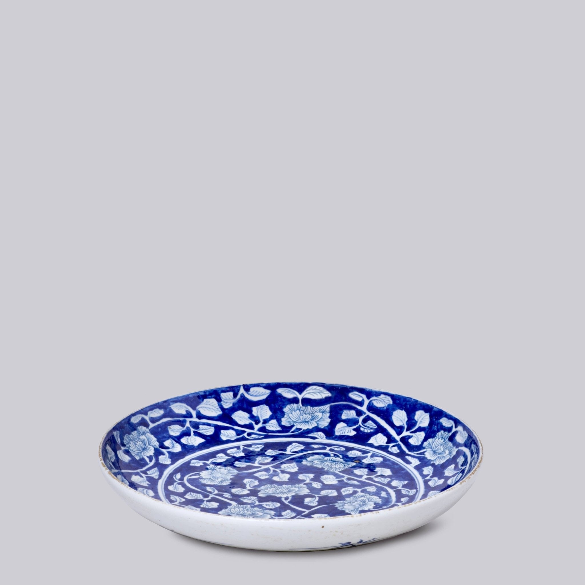 Blue and White Porcelain Peony Platter - Thumbnail 2