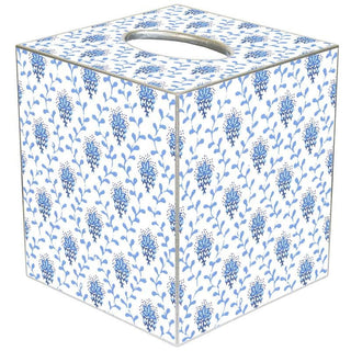 Blue Provencial Print Tissue Box Cover: Paper Mache