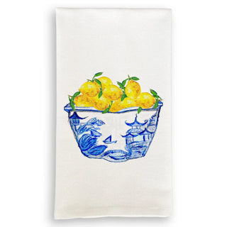 Blue & White Bowl w/Lemons - Dishtowel