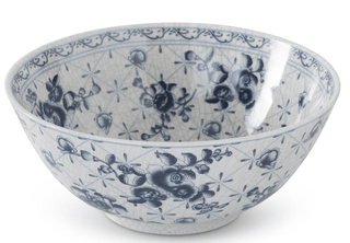 Blue & White Floral Ceramic Bowl