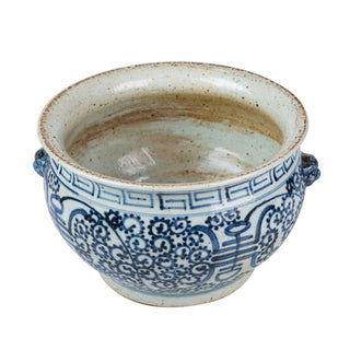 Blue & White Porcelain Curly Vine Longevity Bowl Planter