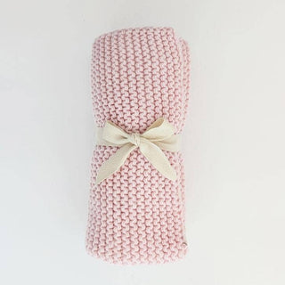 Blush Garter Stitch Knit Blanket Baby: 24" x 24"
