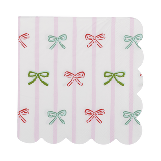 Bow Stripe Scallop Cocktail Napkin