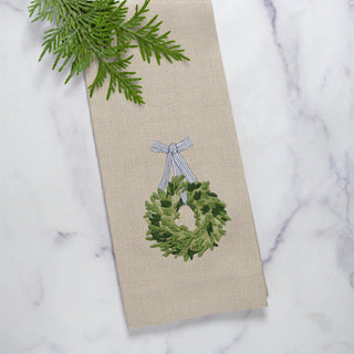 Boxwood Wreath Linen Towel