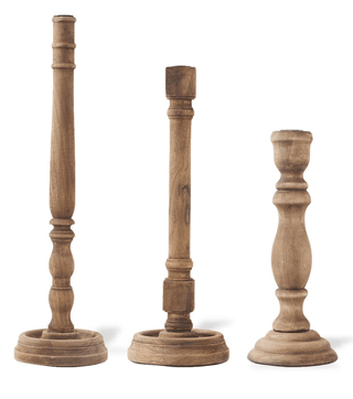 Brown Wood Taper Candleholders