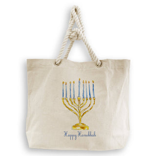 Menorah with Happy Hanukkah: Natural Guest Towel / Remove Words / -