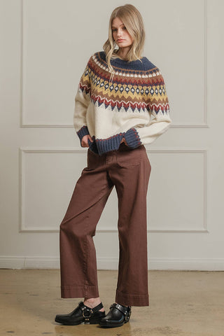 Fair Isle Pattern Knit Sweater