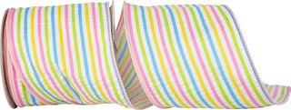 Candy Stripe Seersucker Wired Edge Ribbon