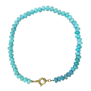 Sweet Stone Beaded Knotted Necklace - Seafoam