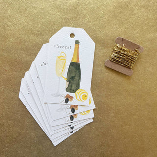 Champagne Gift Tags - Boxed Set of 8 with gold string