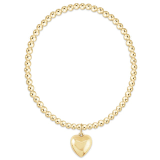 classic gold 3mm bracelet - love plush gold charm