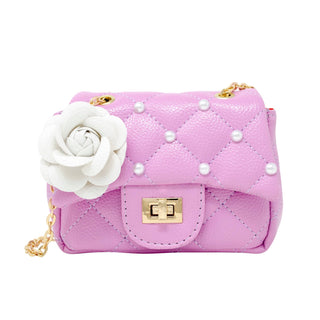 Classic Quilted Flower Pearl Handbag: Pink