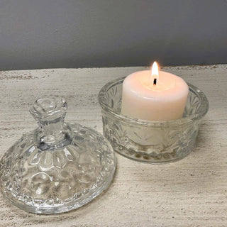 Clear Carved Glass Storage Jar With Lid: Medium