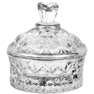 Clear Carved Glass Storage Jar With Lid: Medium