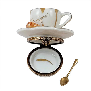 Coffee Cup With Croissant & Spoon