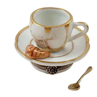 Coffee Cup With Croissant & Spoon