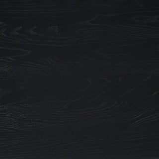 A detailed close-up of the black-finished solid ash wood on the Connor Bench, highlighting its smooth texture.