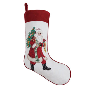 Jingle Claus Embroidered Needlepoint Stocking