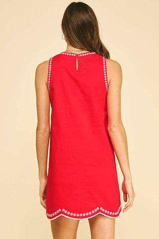 FLORAL EMBROIDERED MINI DRESS - 6545D: NAVY / M