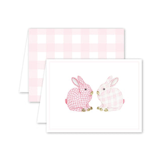 Porcelain Pink Bunnies Greeting Card