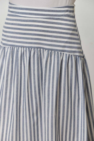 M STRIPED COTTON MIDI SKIRT: NATURAL