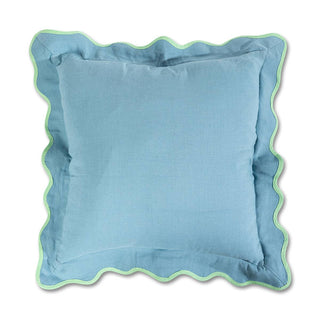 Darcy Linen Pillow - Aqua + Mint: WITH INSERT