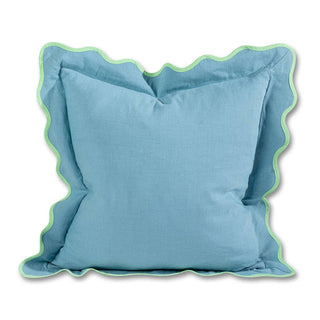 Darcy Linen Pillow - Aqua + Mint: WITH INSERT