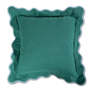 Darcy Linen Pillow - Green + Aqua: WITH INSERT