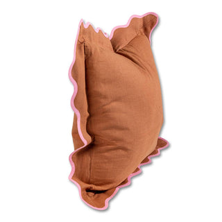 Darcy Linen Pillow - Rust + Light Pink: WITH INSERT