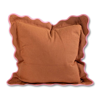 Darcy Linen Pillow - Rust + Light Pink: WITH INSERT