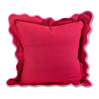 Darcy Linen Pillow - Wine + Neon Pink: WITH INSERT