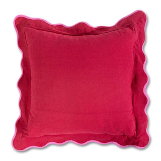 Darcy Linen Pillow - Wine + Neon Pink: WITH INSERT