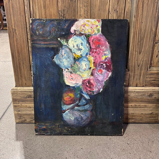 Dark Floral Study in Oil - Paris, France Late 1800's