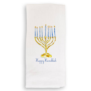 Menorah with Happy Hanukkah: Natural Guest Towel / Remove Words / -