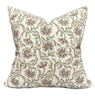 Designer "Fairview" Surana Ivory Textured Olive, Cocoa Pillow