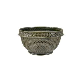 Stoneware Basket Weave Bowl, Green
