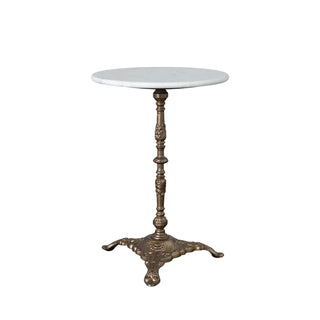 Marble Topped Side Table w/  Cast Iron Base