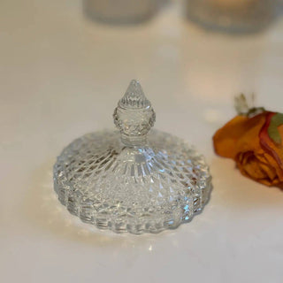 Diamond - Cut Crystal Clear Glass Storage Jar: Small