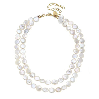 Double Strand Coin Pearl Necklace