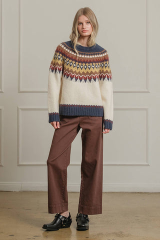 Fair Isle Pattern Knit Sweater