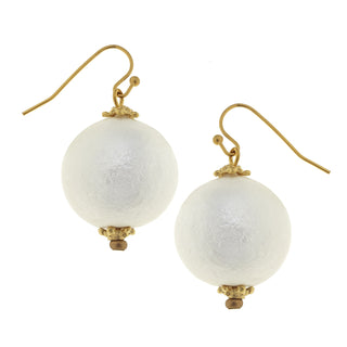 White Cotton Pearl Earrings