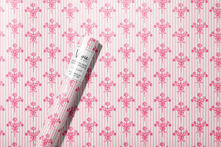 Pink Bow Bouquet Stripe Floral Wrapping Paper Roll