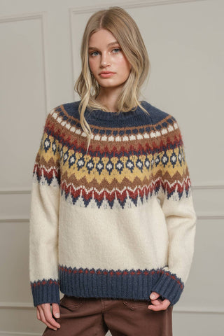 Fair Isle Pattern Knit Sweater