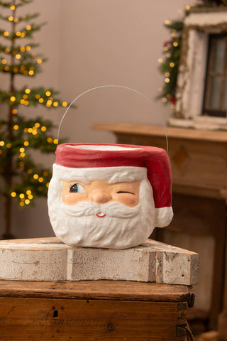 Retro Winking Santa Bucket