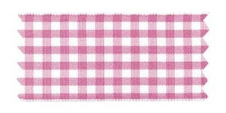 Checked Taffeta Ribbon - White/Fuchsia: 5/8"